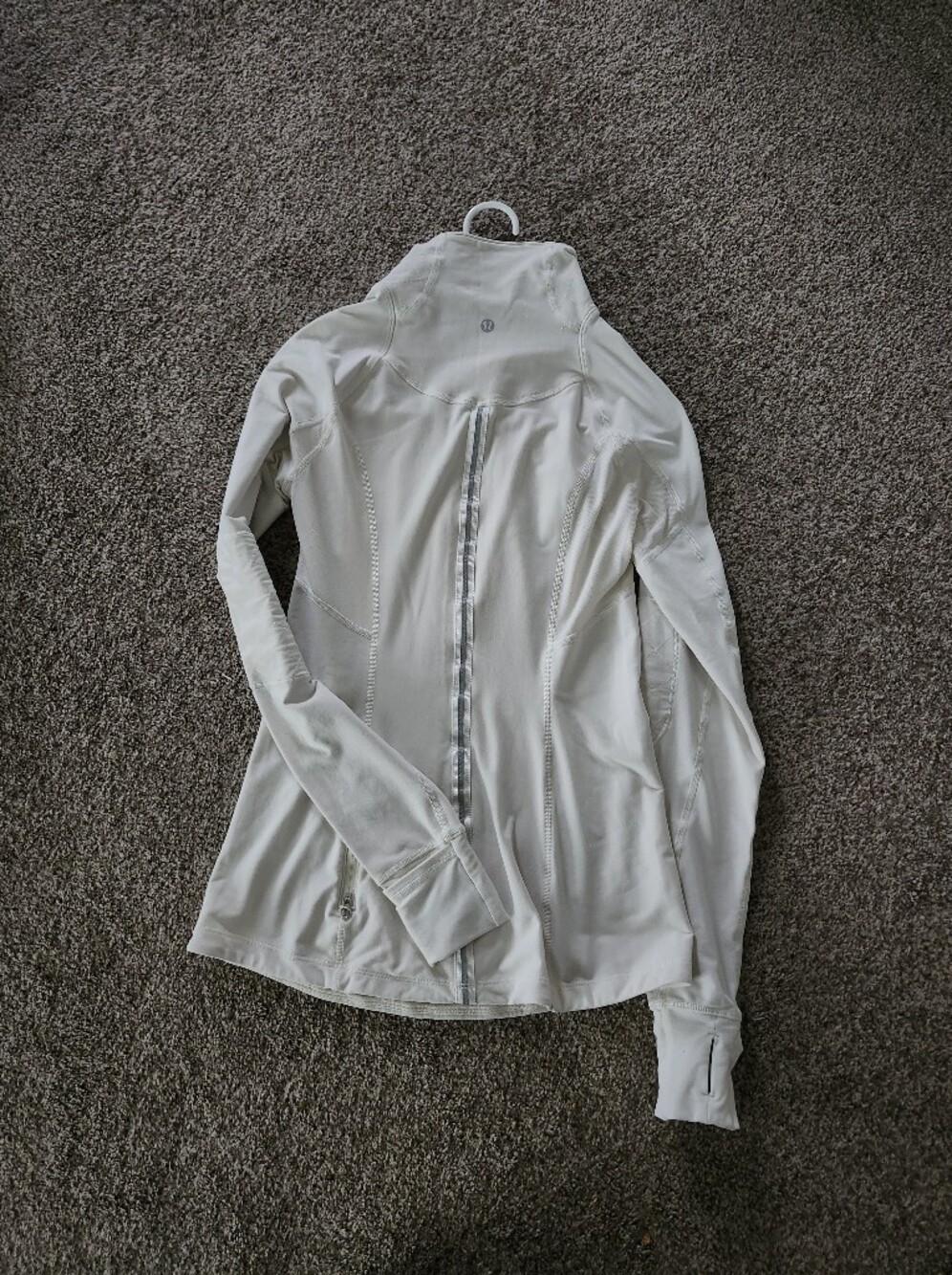 lululemon athletica Cream Full-Zip Performance Jacket With Thumbhole Sz 6